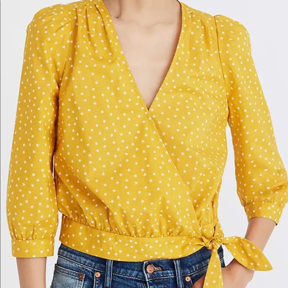 Madewell Wrap Top Star Scatter Blouse Side Tie Cropped - Picture 1 of 13